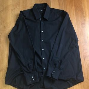 100% Authentic Hugo Boss Men’s Black Dress Shirt size 18.5 LongSleeve